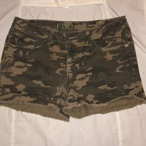 Rue21 Camo Distressed Jean Shorts